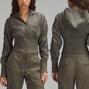 Lululemon Ruched Ribbed-Waist Jacket XS Army Green